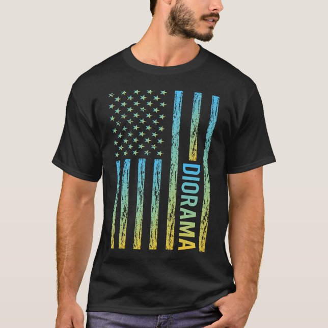 Övertoning Flagga 02 Diorama Dioramas T Shirt (Framsida)