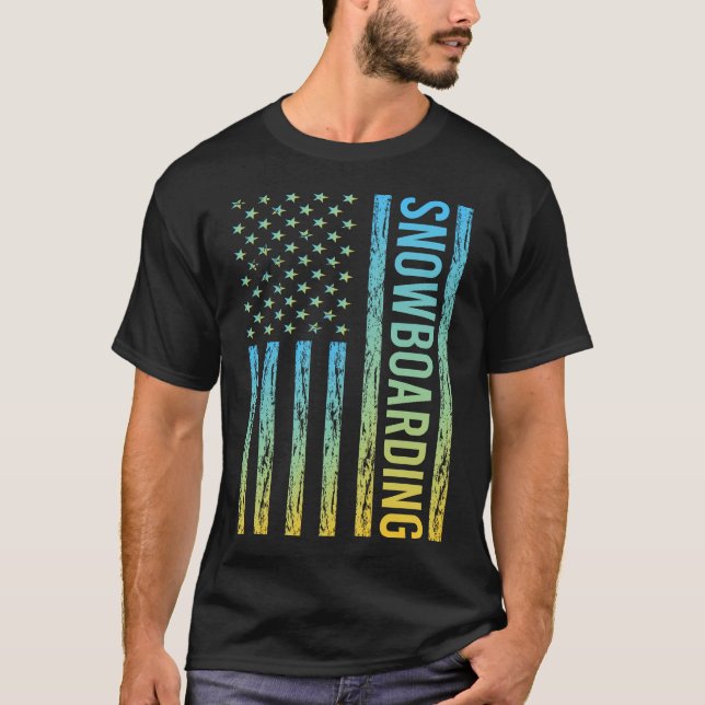 Övertoning Flagga 02 Snowboarde Snowboarde T Shirt (Framsida)