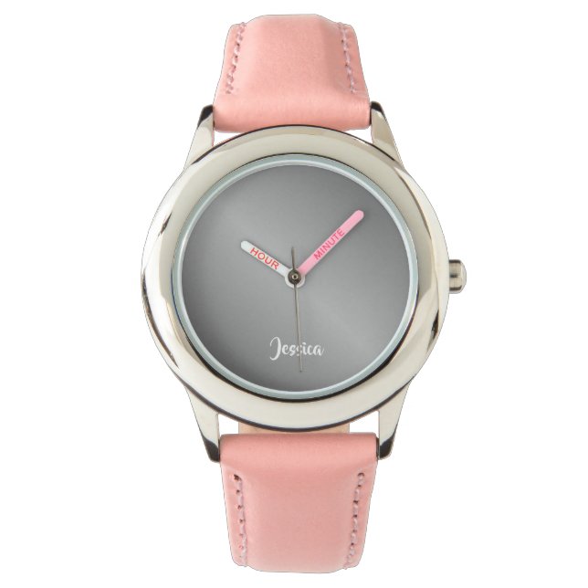 Övertoning för anpassat namn silver armbandsur (Framsida)