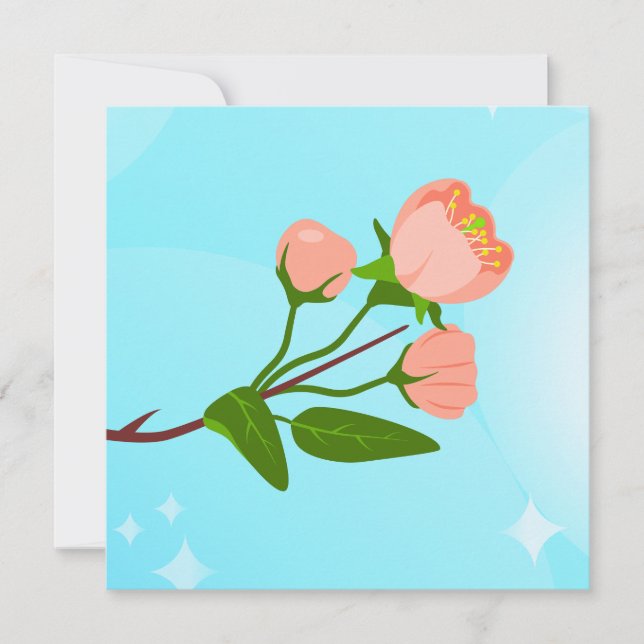 Övertoning för blå himmel med blommande vår gren (Framsida)