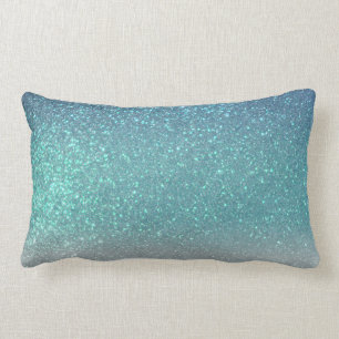 Övertoning för ljusblå Teal Sparkly Glitter Ombre Lumbarkudde