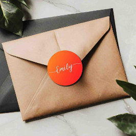 Övertoning för orange - lägg till namn-klump-rund  runt klistermärke