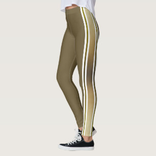 Övertoning Guld och vit Rand Leggings