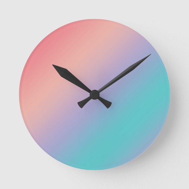 Övertoning med Regnbåge Färg Rund Klocka (Framsida)