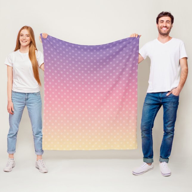 Övertoning mjuk pastel färg polka punkt rosa viole fleecefilt (På plats)