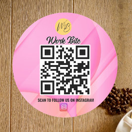 Övertoning Rosa Wave Business Instagram Qr-kod Runt Klistermärke