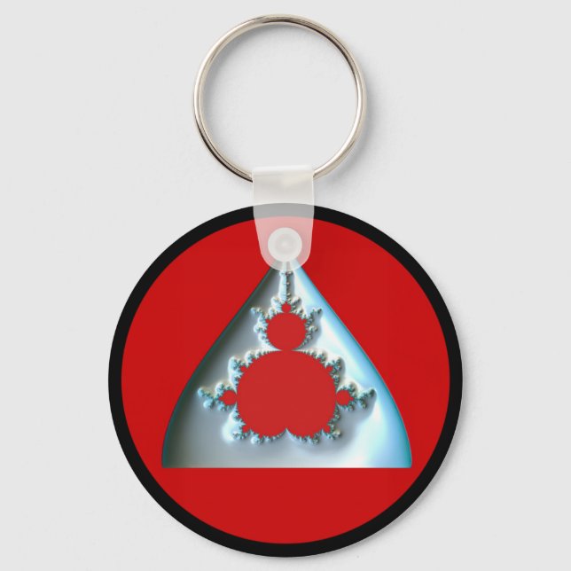 Övertoning Silver Mandelbrot i Röd cirkel Nyckelring (Framsida)