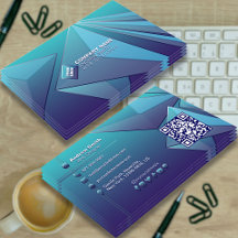 Övertoning Teal 3D Social Media Navy Blue QR-kod
