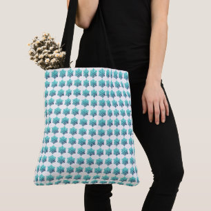 Övertoningsblå Grönt, marint Snöflingor Tote Bag Tygkasse