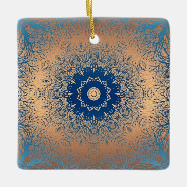 Övertoningsbrun bronze silke arabic ornamental dec julgransprydnad keramik (Framsida)