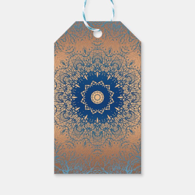 Övertoningsbrun bronze silke arabic ornamental dec presentetikett (Framsidan)