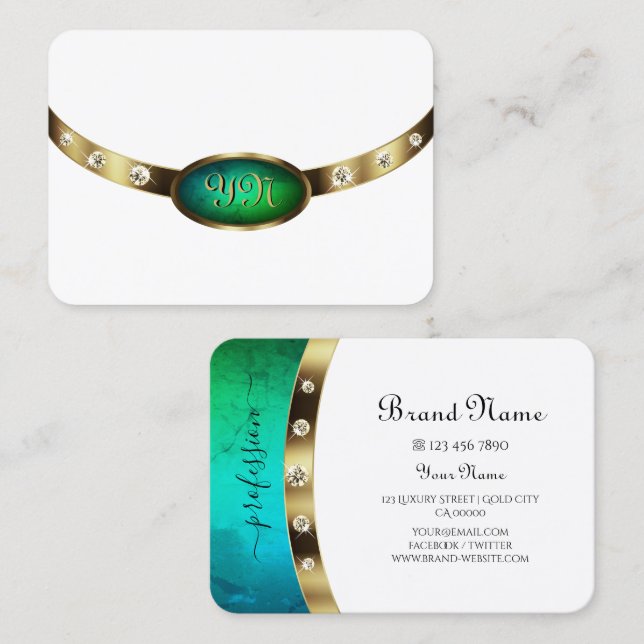 Övertoningsmarmor för Grönt för fångst av vit Guld Visitkort (Fram/baksida)