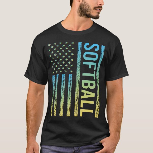 Övertoningssoftball-Flagga T Shirt (Framsida)
