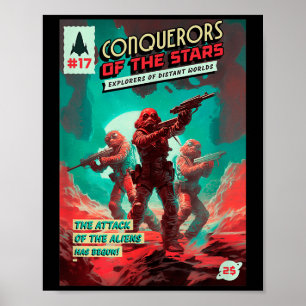 Överträdare till stjärnor - Retro Tecknad Bok Cove Poster