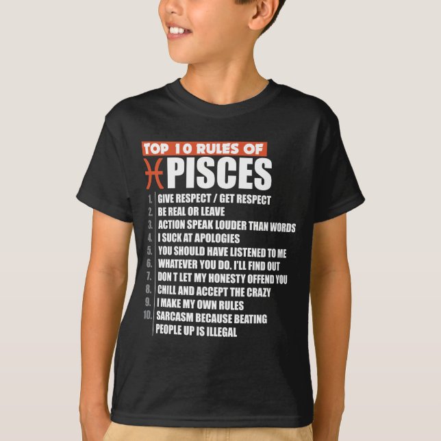Överträffa 10 regler av horoskopet för den Pisces T Shirt (Framsida)