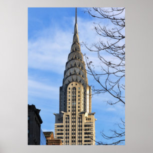 Överträffa av den Chrysler byggnaden, kala träd Poster