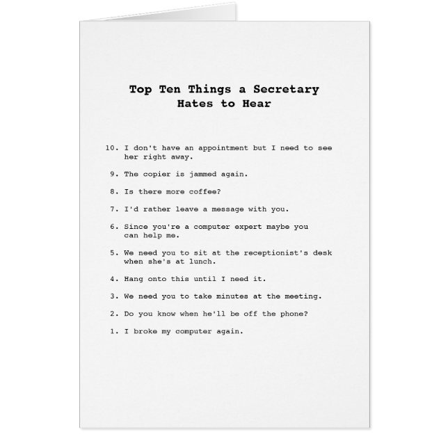 Överträffa kortet för tio saker hälsningskort (Framsidan)