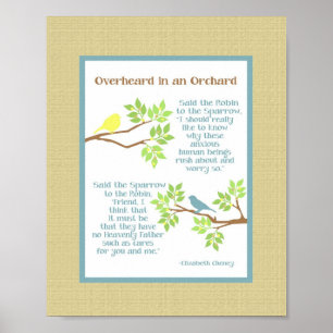 Överträffad i en Orchard-utskrift (Robin & Sparrow Poster
