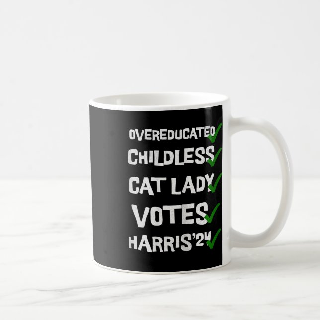 Överutbildad barnamässig katt Dam Voting Kamala Ha Kaffemugg (Höger)