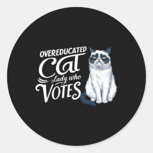 Överutbildad katt Dam som röstar Runt Klistermärke