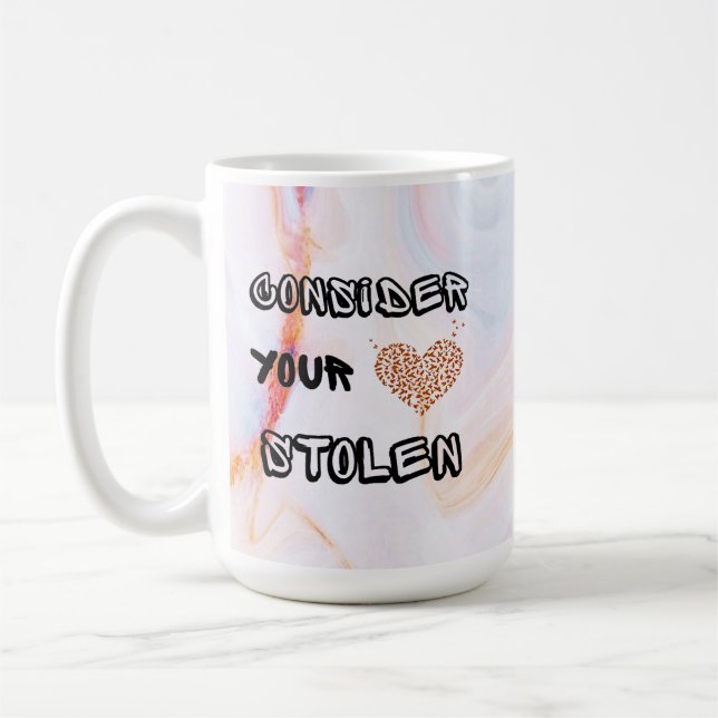 ÖVERVÄGA DIN HJÄRTA STOLEN Valentindagskaffe Kaffemugg (Vänster)