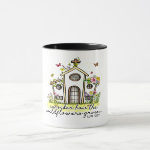 "ÖVERVÄGA HUR WILDFLOWERS VÄXER" BIBLE VERSE MUGG