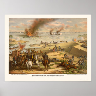 Övervaka och Merrimac-slaget av Kurz & Allison 186 Poster