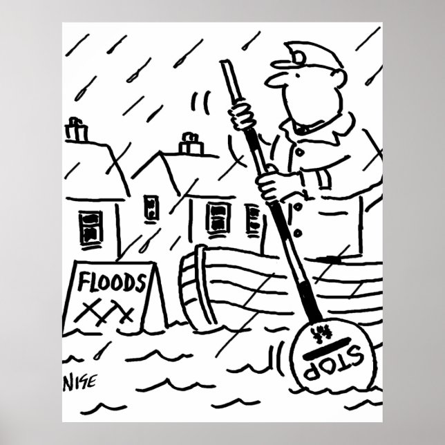 Övervakaren roar en båt i översvämningen poster (Framsidan)