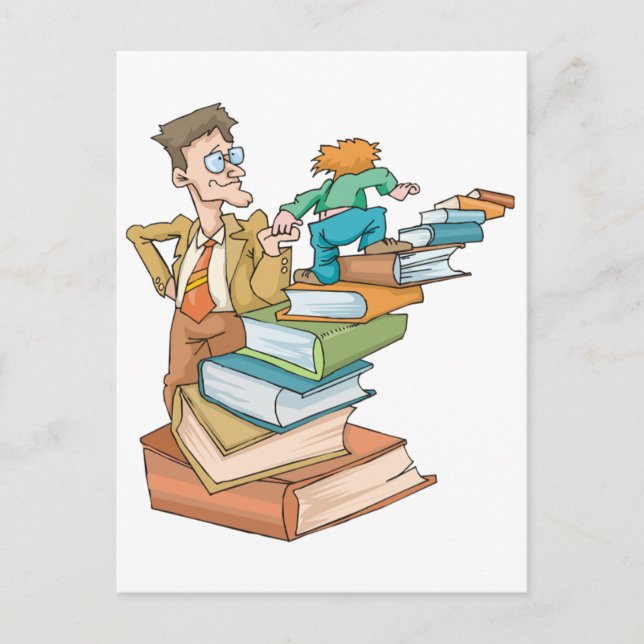 Överväldigad lärare vykort (Framsida)