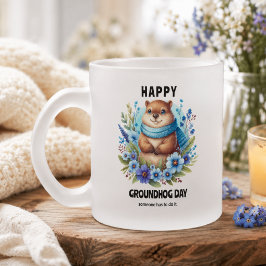 Övervärderad? Akvarell som firar Groundhog Day Frostad Glasmugg