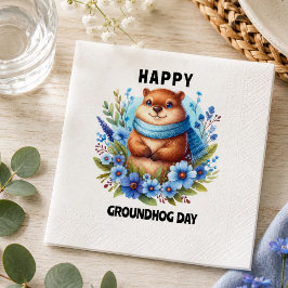 Övervärderad? Akvarell som firar Groundhog Day Pappersservett