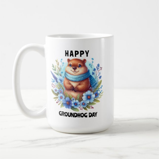 Övervärderad? Vattenfärgshälsa Groundhog Day Kaffemugg (Vänster)