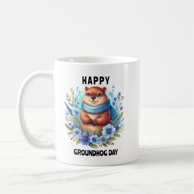 Övervärderad? Vattenfärgshälsa Groundhog Day Kaffemugg (Vänster)