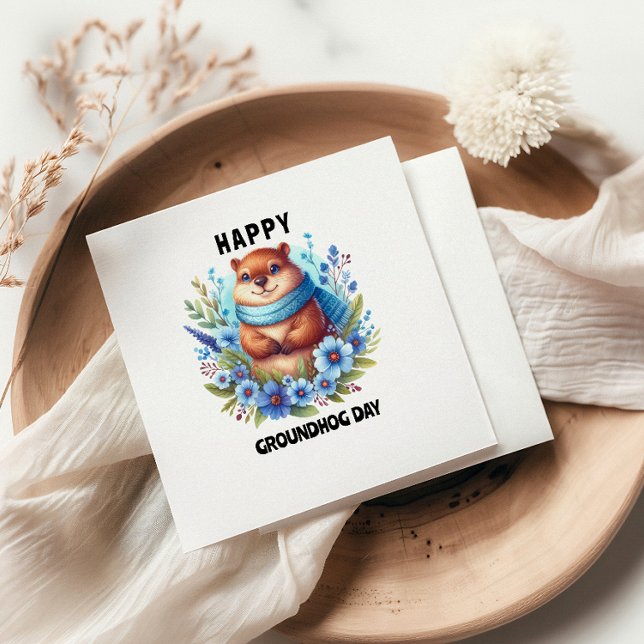 Övervärderad? Vattenfärgshälsa Groundhog Day Pappersservett (Skapare uppladdad)