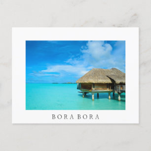 Övervattensbungalow, Bora Bora, vitt vykort