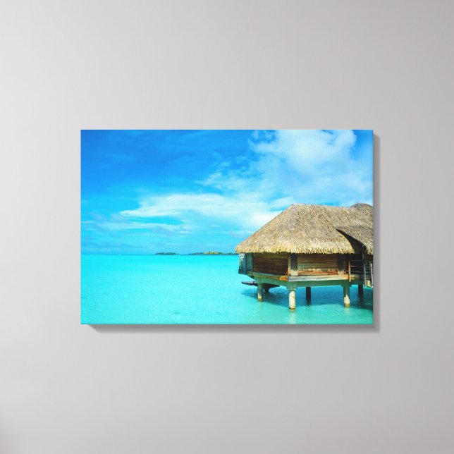 Övervattensbungalow på Bora Bora canvastryck (Framsida)