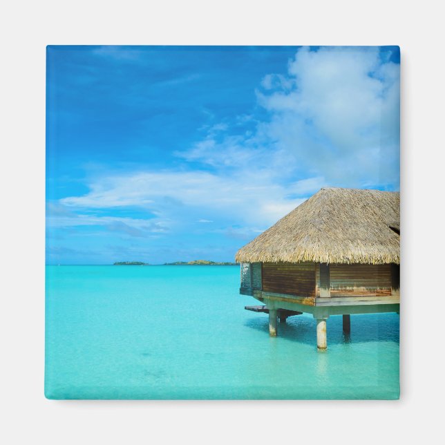 Övervattensbungalow på Bora Bora magnet (Framsidan)