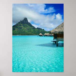Övervattensbungalow på Bora Bora vertikal affisch