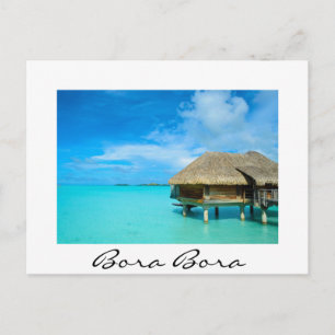 Övervattensbungalow på Bora Bora vit Vykort