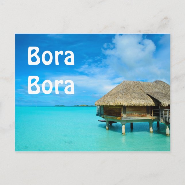 Övervattensbungalow på Bora Bora-vykort Vykort (Framsida)
