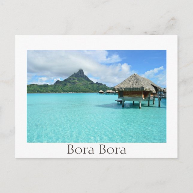 Övervattensort och lagun vid Bora Bora Vykort (Framsida)