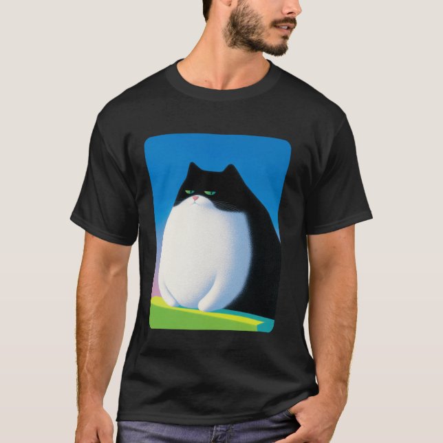 Överviktig Katt Meme T Shirt (Framsida)