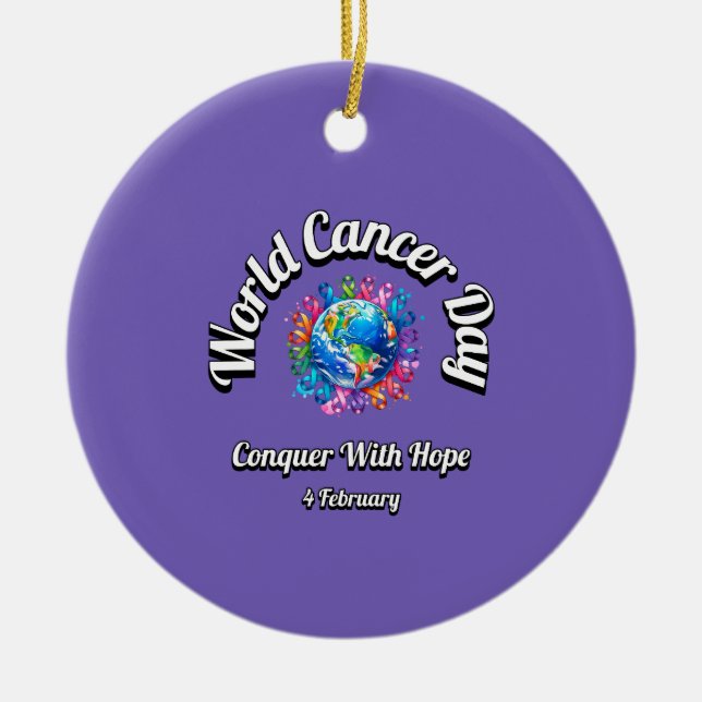Övervinna hoppet. Världscancerdagen. Julgransprydnad Keramik (Framsidan)