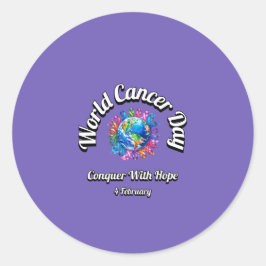 Övervinna hoppet. Världscancerdagen. Runt Klistermärke
