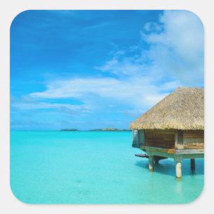 Overwater bungalow på den Bora Bora klistermärke