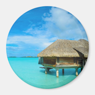 Overwater bungalow på den Bora Bora rundamagneten Magnet