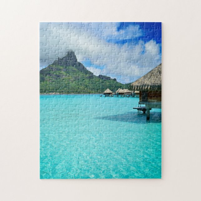 Overwater bungalower i Bora Bora det vertikala Pussel (Vertikal)
