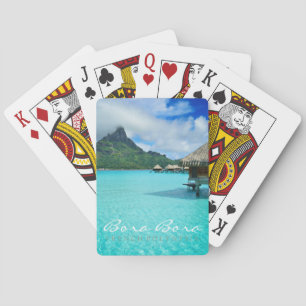 Overwater bungows i Bora Bora lagunpoker pryder Kortlek