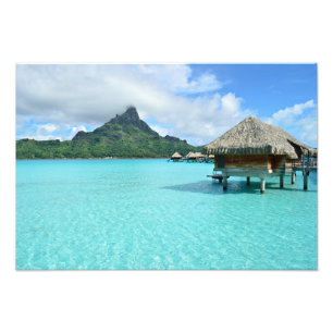Overwater semesterort på Bora Bora fototryck