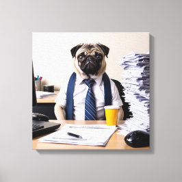 Overwhelmed Office Pug Canvastryck